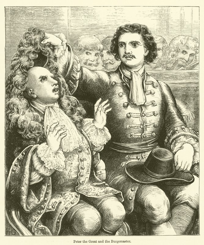 Büyük Peter ve Belediye Başkanı (gravür) by English School