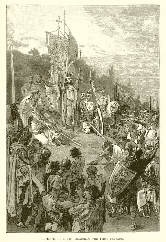 Peter the Hermit ilk haçlı seferini vaaz ediyor by English School