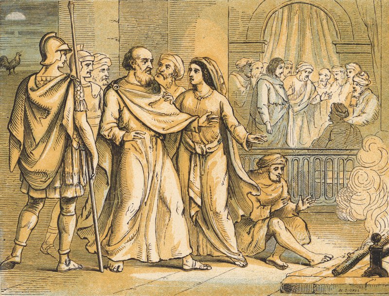 Petrus'un İsa'yı İnkarı (renkli gravür) by English School
