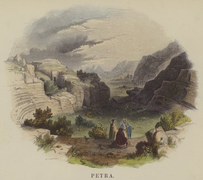 Petra (renkli gravür) by English School