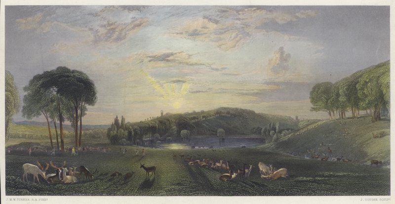 Petworth Park, Sussex (renkli gravür) by English School