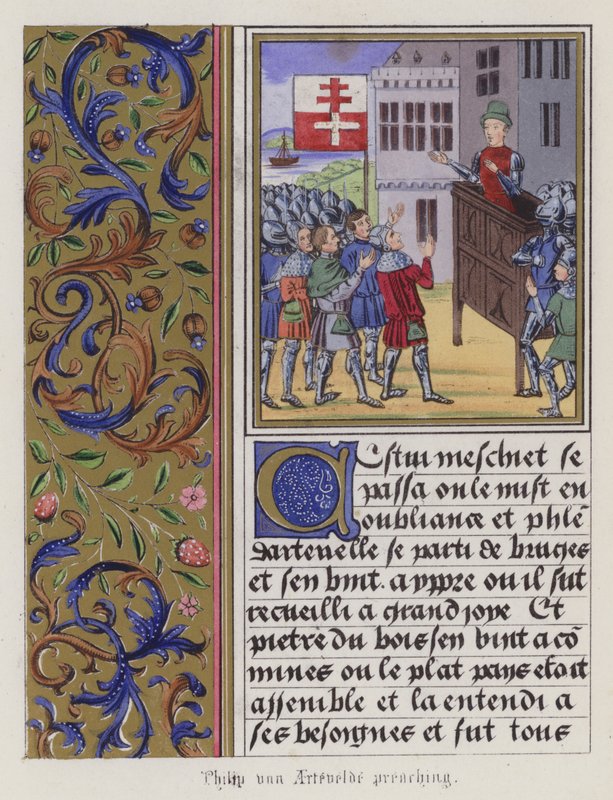 Philip Von Artaveld vaaz veriyor (renkli gravür) by English School