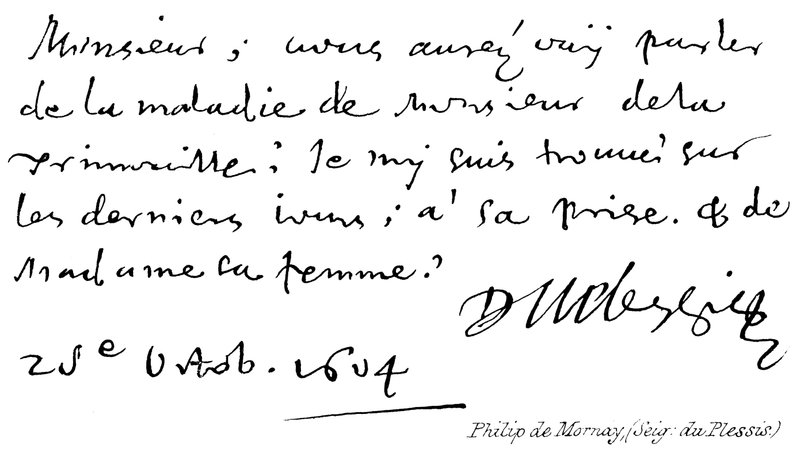 Philip de Mornay, (Seig: du Plessis) by English School