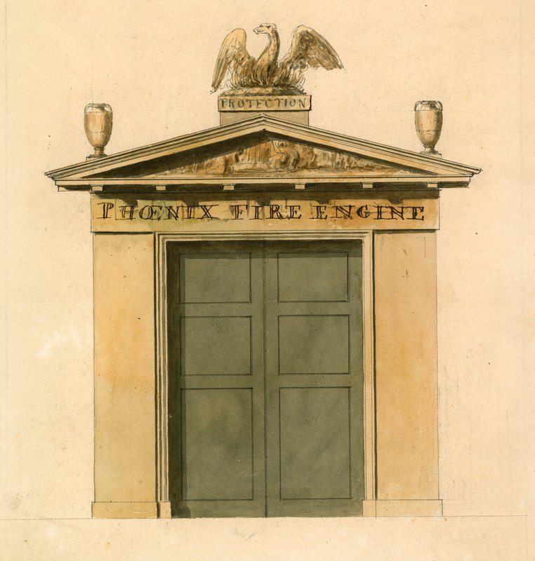Phoenix Fire Engine House, Cockspur Street, Londra (kağıt üzerinde wc) by English School