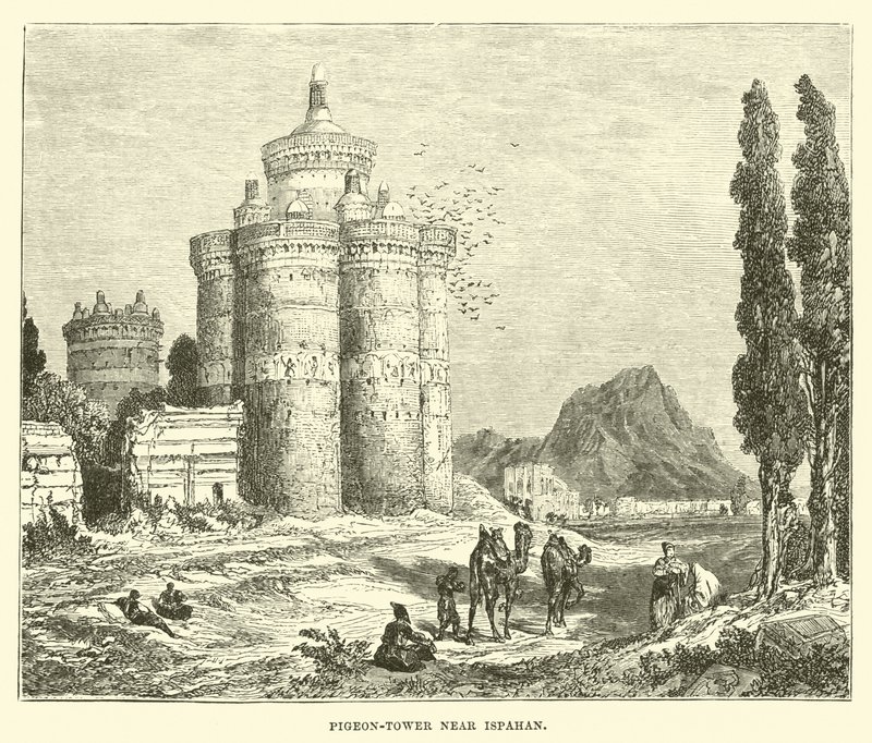 Ispahan yakınlarındaki Güvercin Kulesi by English School