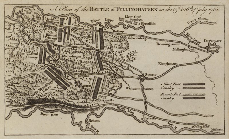 Villinghausen Muharebesi Planı, Almanya, Yedi Yıl Savaşları, 15-16 Temmuz 1761 by English School