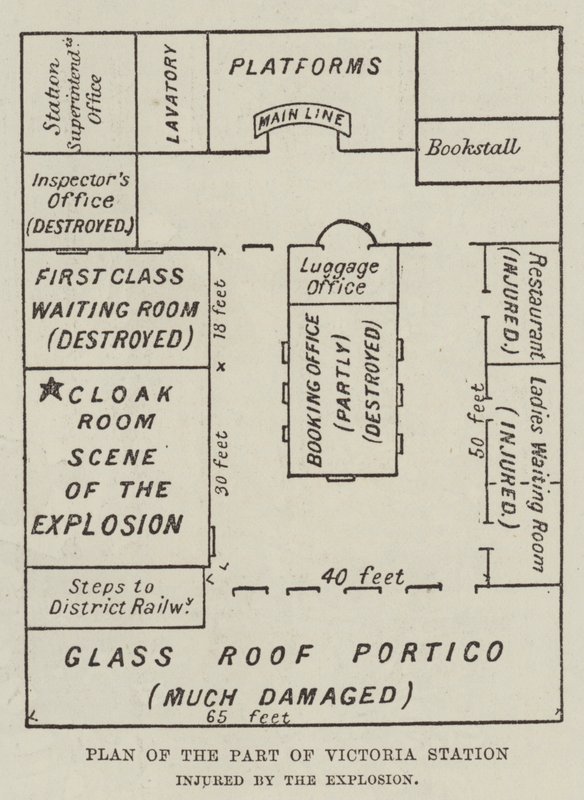 Patlamadan yaralanan Victoria İstasyonu Bölümünün Planı (gravür) by English School