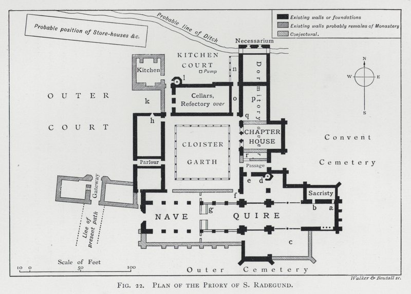 S Radegund Manastırı Planı (gravür) by English School
