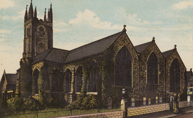Plymouth: St Andrews Kilisesi (renkli taş) by English School