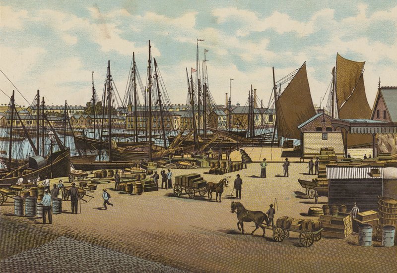 Plymouth: Barbican, Plymouth (renkli taş) by English School