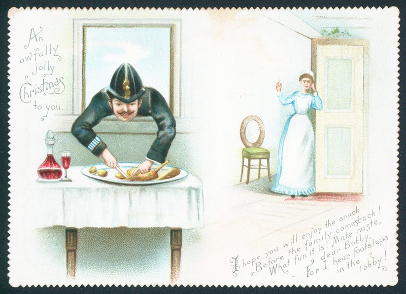 Polis ve hizmetçi, Noel kartı by English School