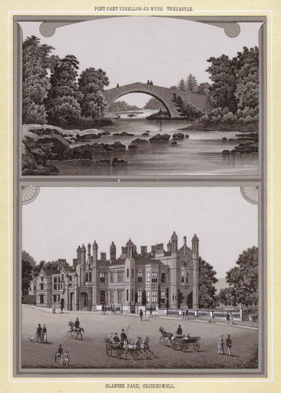 Pont-pant-pamukçuk-Usk, Trecastle; Glanusk Parkı, Crickhowell (taş) by English School