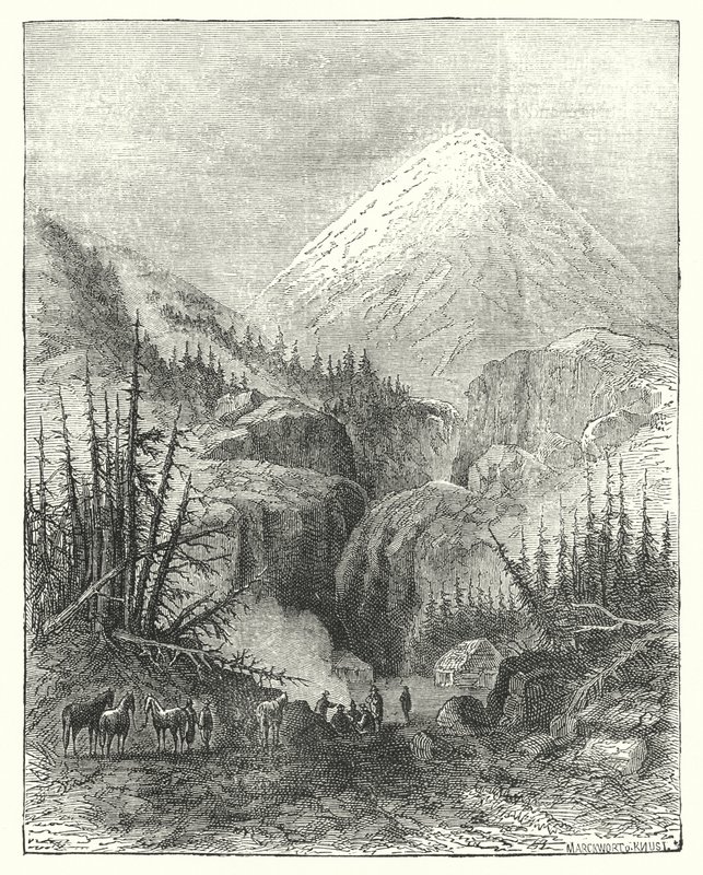 Popocatapetl, Sigara İçen Dağ (gravür) by English School