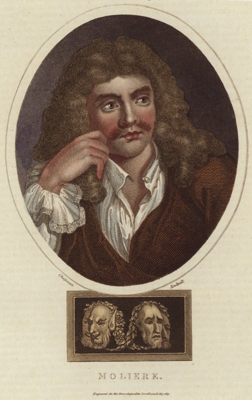 Moliere Portresi (renkli gravür) by English School