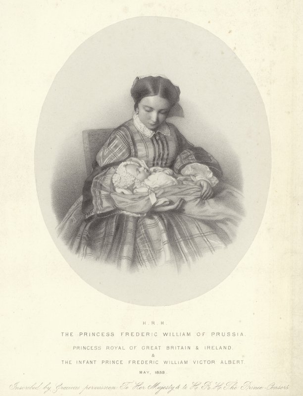 Victoria, Prenses Royal, oğlu Frederick William Victor Albert ile portresi by English School