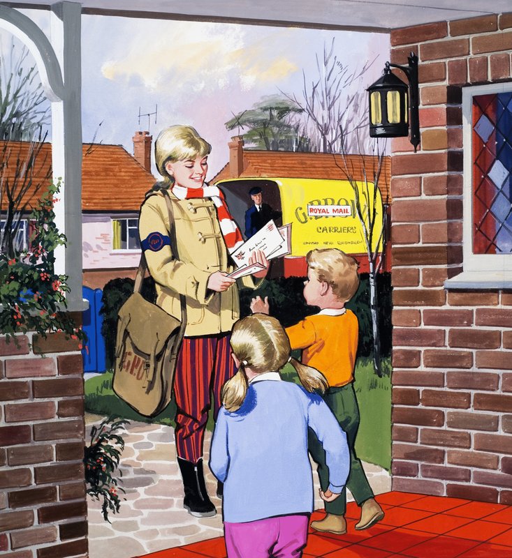 Mektupları teslim eden kız postası by English School