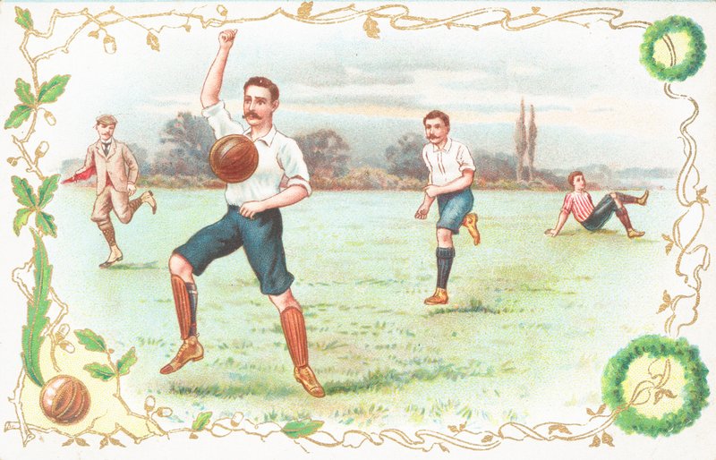Futbol oynayan erkeklerle kartpostal by English School