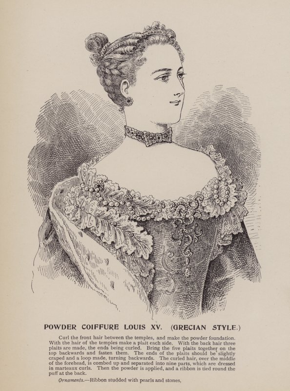 Powder Coiffure Louis XV, Grecian Style (gravür) by English School