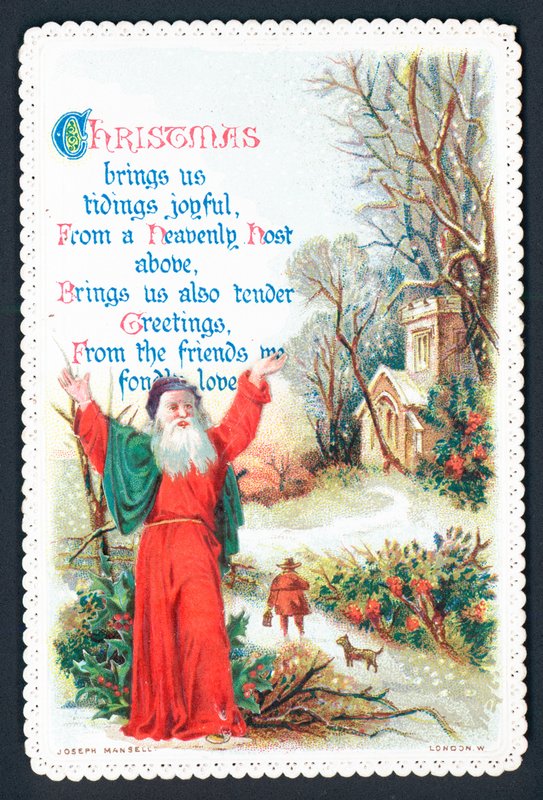 Kilisenin dışında vaiz, Noel kartı by English School