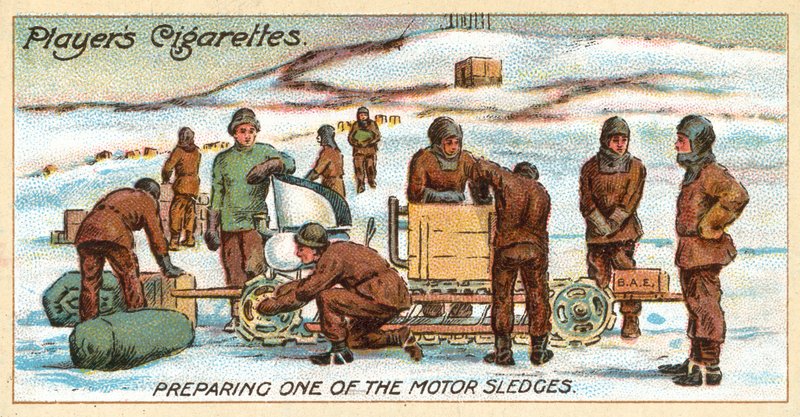 Motor Kızaklarından Birinin Hazırlanması (chromolitho) by English School