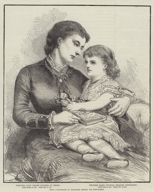 Prenses Alice ve kızı (gravür) by English School