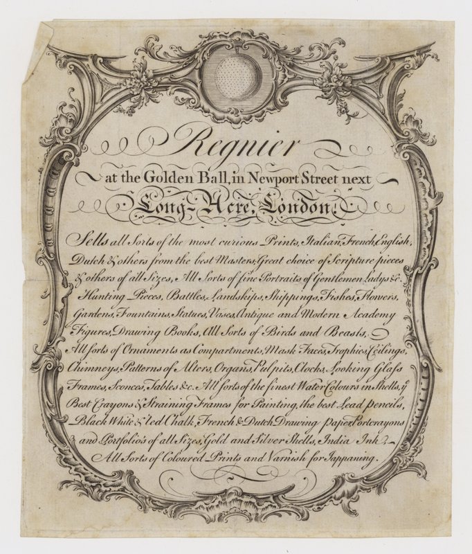 Printseller, Regnier, ticari kart by English School