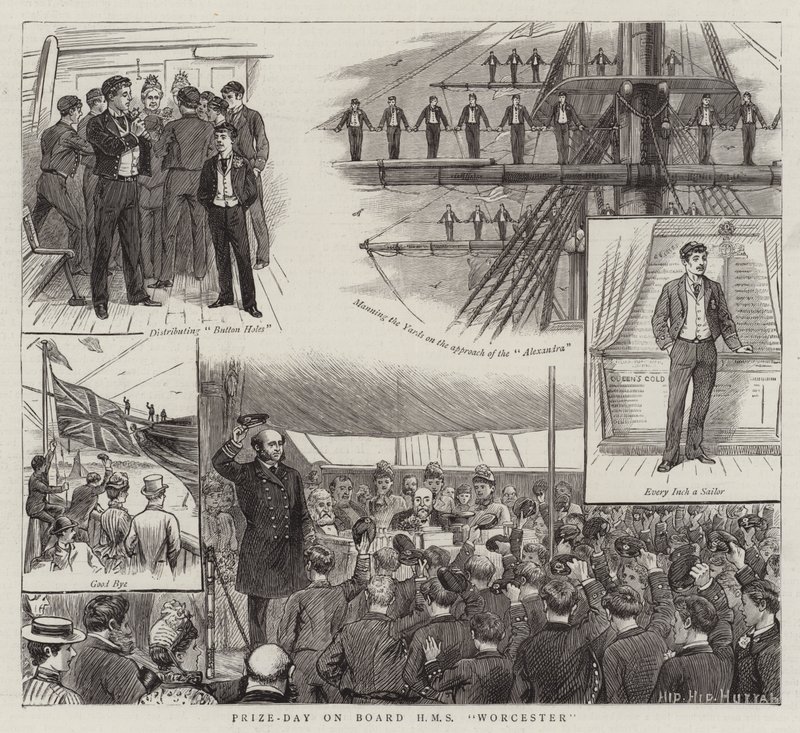 Gemide Ödül Günü HMS Worcester (gravür) by English School