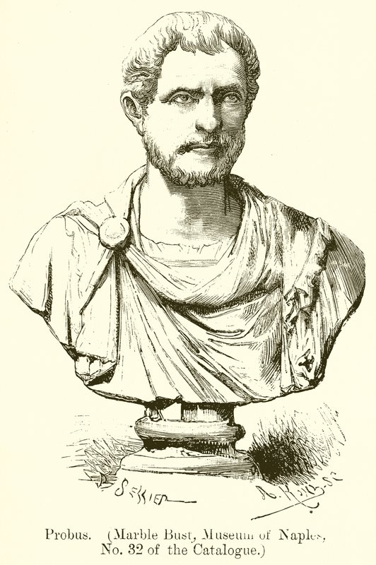 Probus. (Mermer Büstü, Napoli Müzesi, Katalog No. 32) (gravür) by English School
