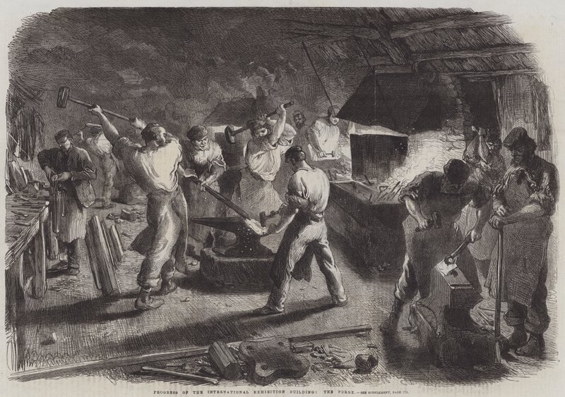 Uluslararası Sergi Binasının İlerlemesi, Forge (gravür) by English School