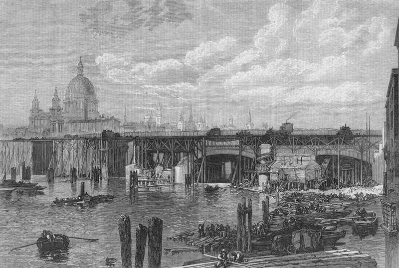 Yeni Blackfriars Köprüsü inşaatının ilerlemesi by English School