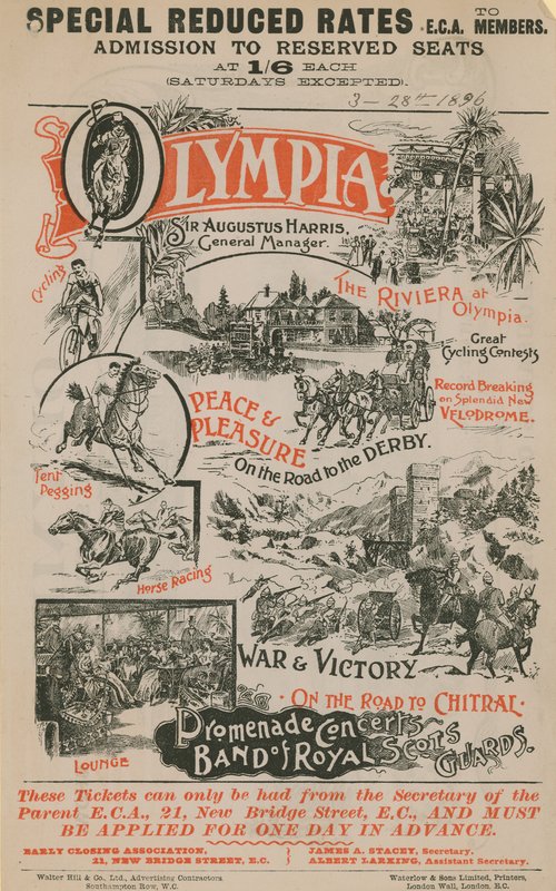 Olympia için tanıtım afişi, 28 Mart 1896 by English School