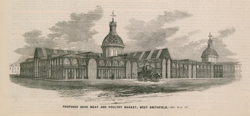 Önerilen ölü et ve kümes hayvanları pazarı, West Smithfield by English School