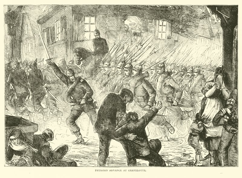 Gravelotte, Ağustos 1870 de Prusya avans by English School