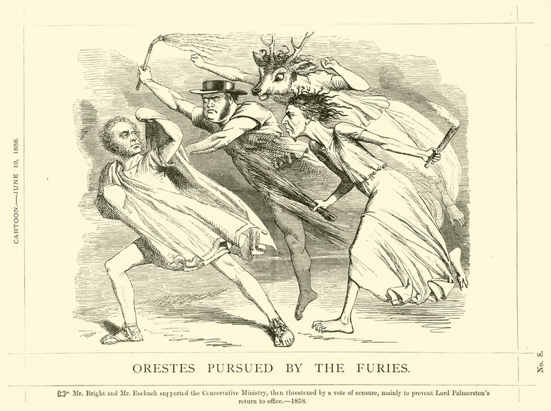 John Bright: Furies Tarafından Takip Edilen Orestes ile ilgili yumruk karikatür by English School