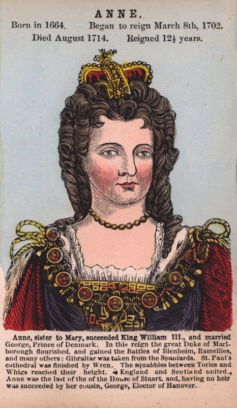 Kraliçe Anne (renkli gravür) by English School