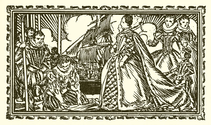 Kraliçe I. Elizabeth ve Sir Walter Raleigh by English School
