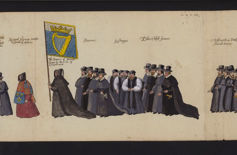Kraliçe I. Elizabeth'in Cenaze Alayı (renkli gravür) by English School