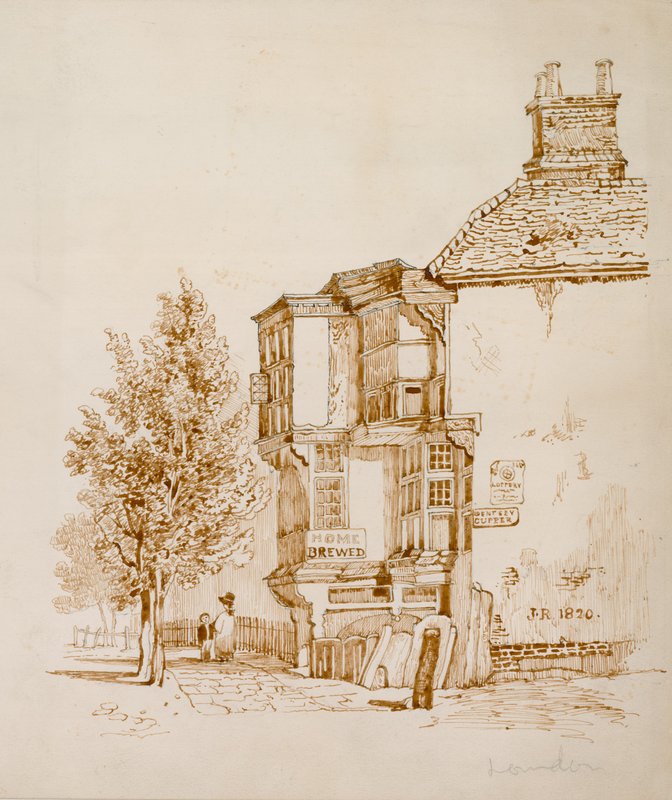 Queens Head, Islington (kağıt üzerine mürekkep) by English School