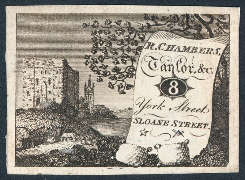 R Chambers, terzi, ticaret kartı by English School