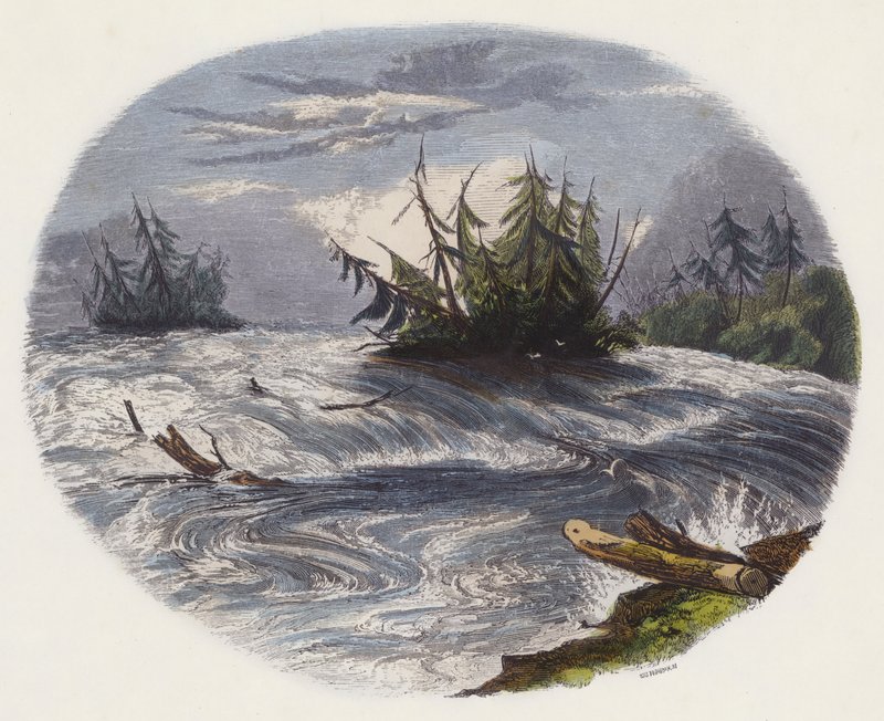 Rapids (renkli gravür) by English School