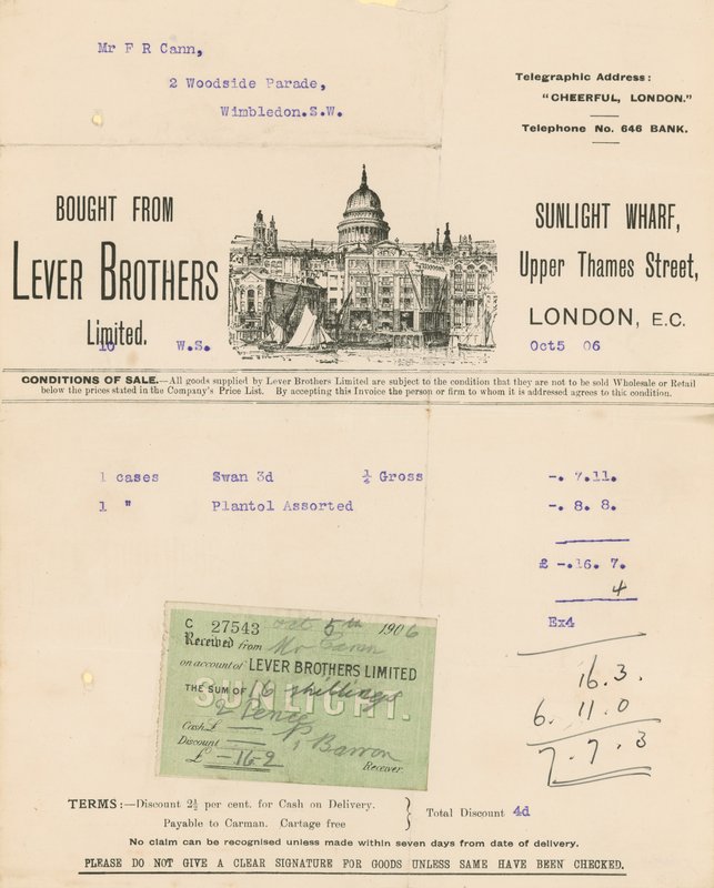 Lever Brothers Limited için Makbuz by English School