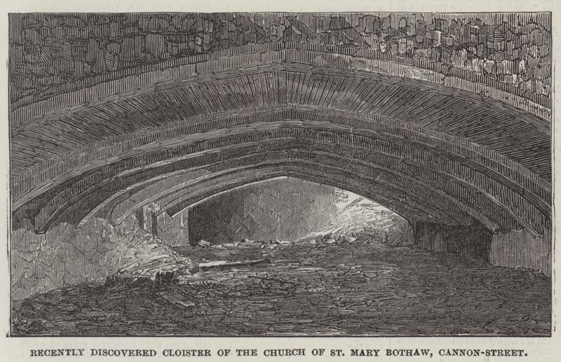 Yakın zamanda keşfedilen Cloister of the Church of St Mary Bothaw, Cannon-Street (gravür) by English School