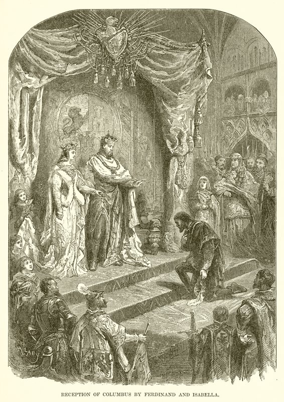 Ferdinand ve Isabella tarafından Columbus resepsiyonu by English School
