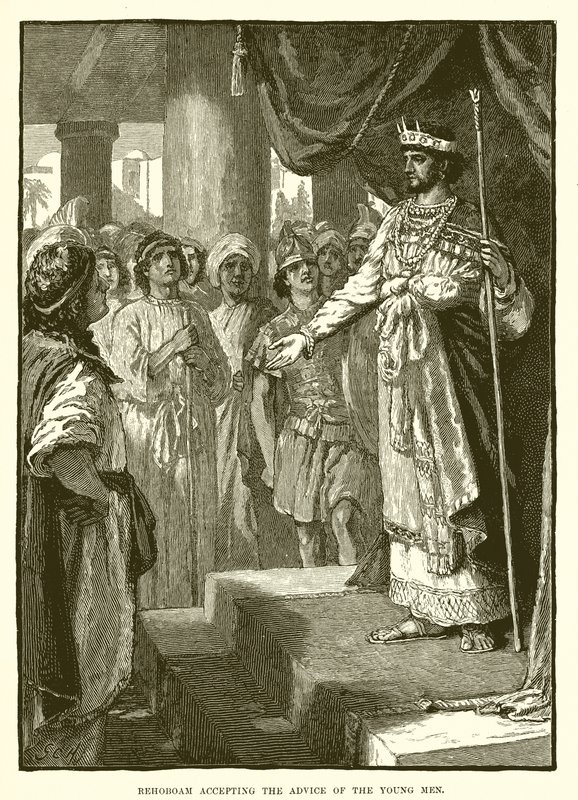 Rehoboam gençlerin tavsiyesini kabul ediyor by English School