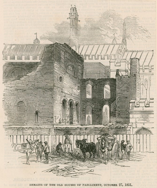 Eski Parlamento Binası kalıntıları, 27 Ekim 1851 by English School