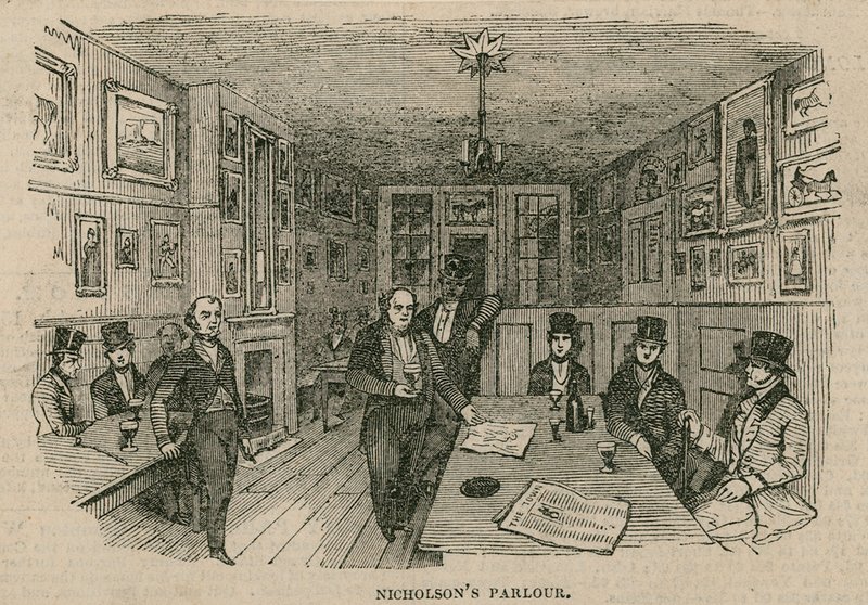 Renton Nicholsons Salonu, Garricks Head Oteli, Bow Street, Londra by English School