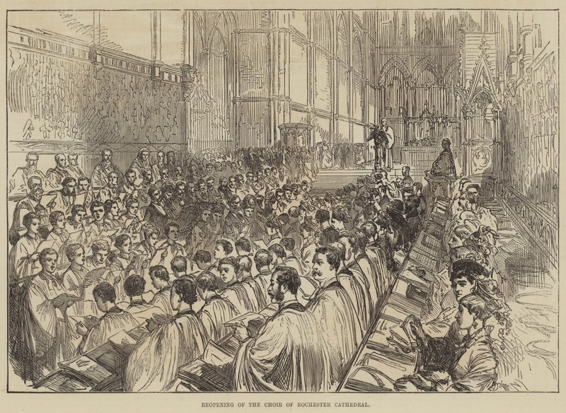 Rochester Katedrali Korosunun Yeniden Açılması (gravür) by English School
