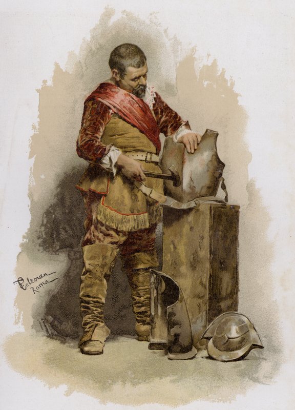 Zırhı onarmak (chromolitho) by English School
