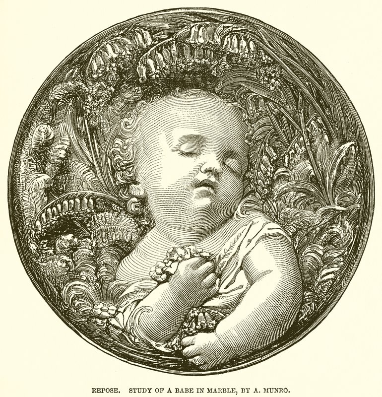 Repose. Mermerden Bir Bebek Çalışması, A. Munro (gravür) by English School