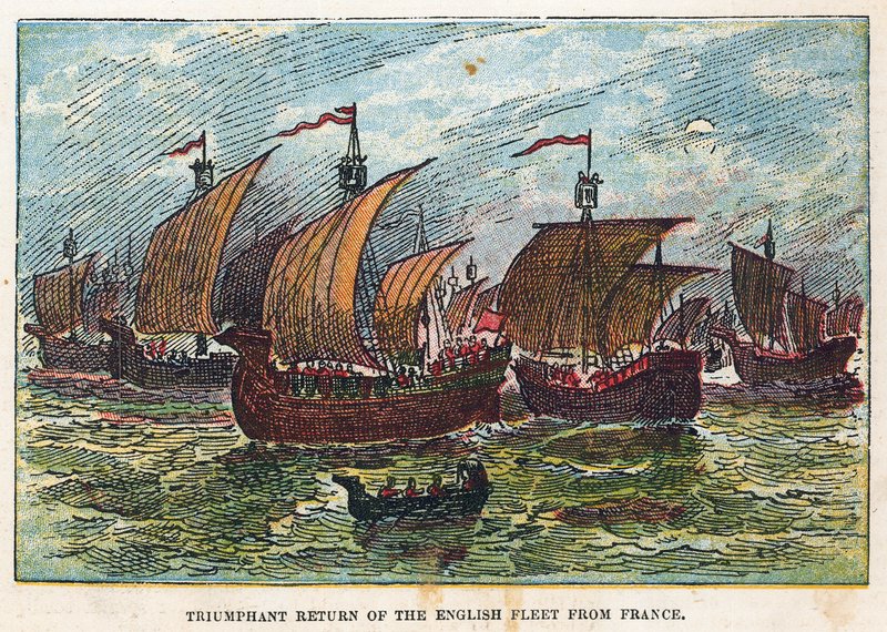 Agincourt savaşından sonra İngiliz filosunun dönüşü by English School